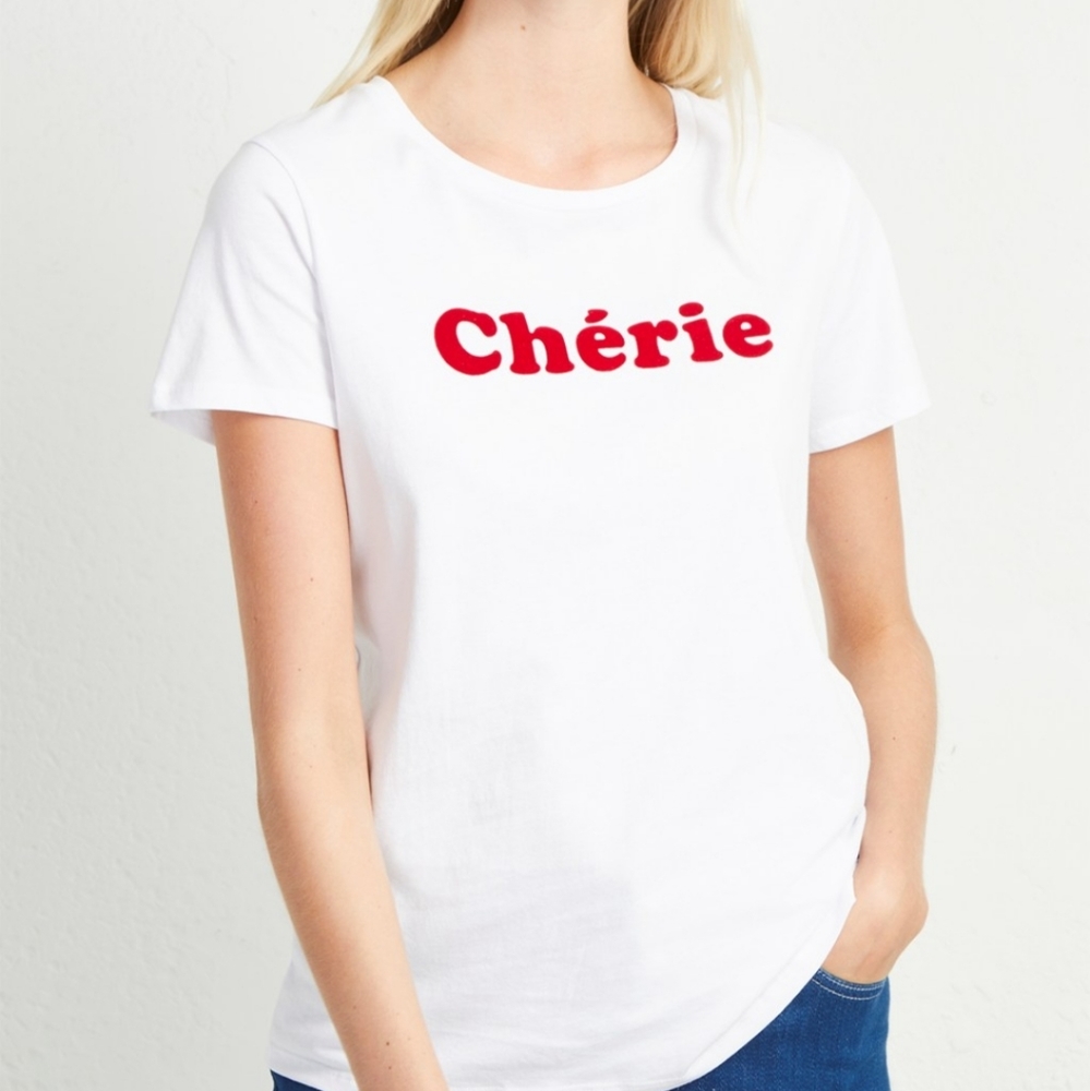 NWT French Connection Chérie Slogan T-shirt